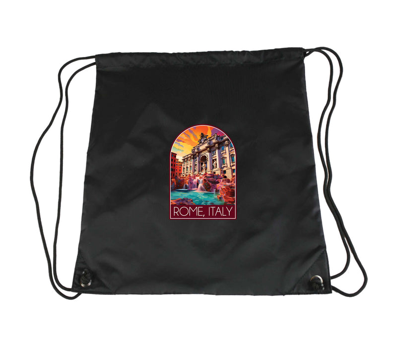 Rome Italy Design B Souvenir Cinch Bag with Drawstring Backpack Black Black