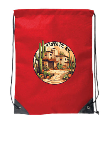 Santa Fe New Mexico Design D Souvenir Cinch Bag with Drawstring Backpack Red Red