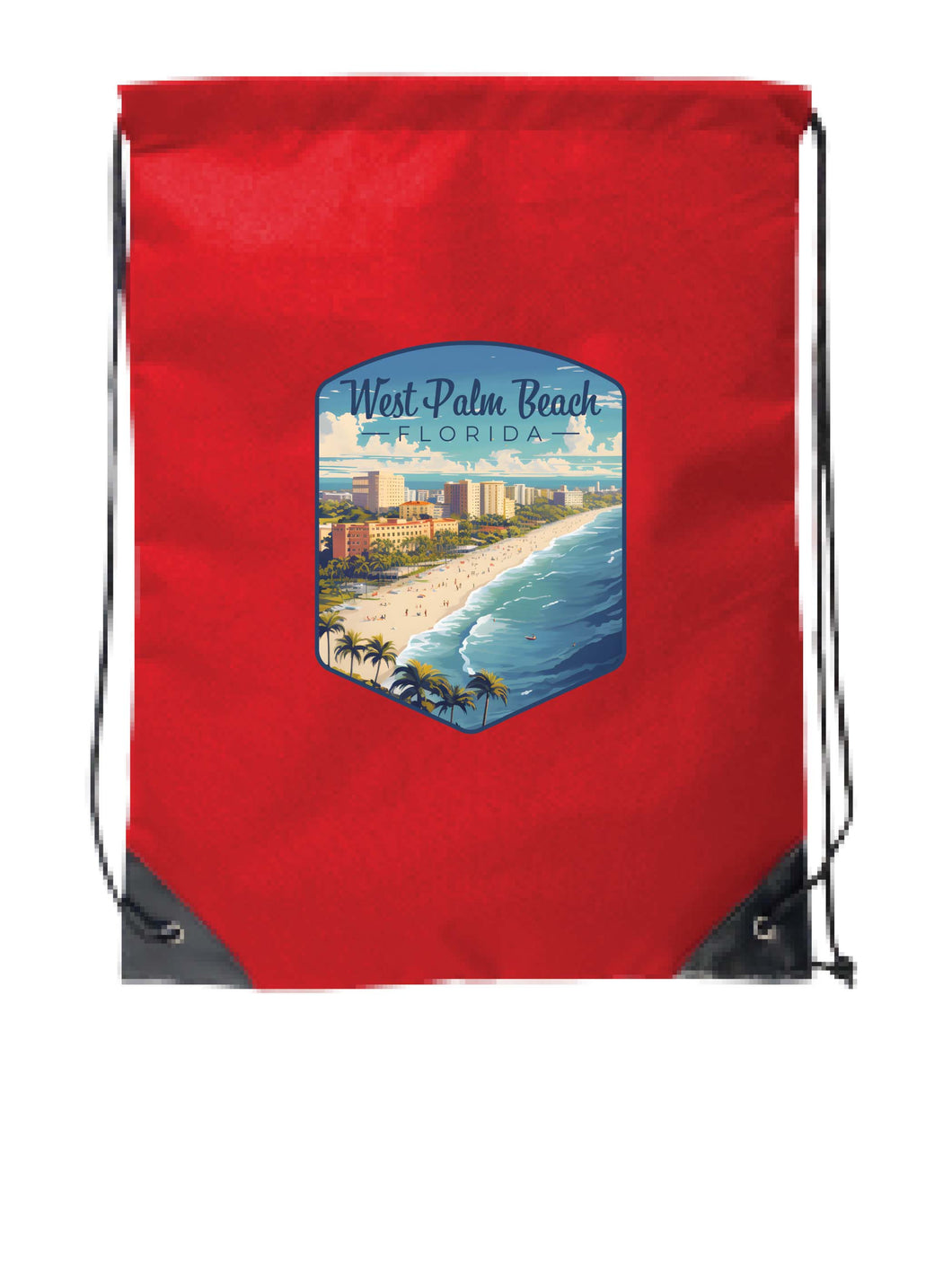 West Palm Beach Florida Design A Souvenir Cinch Bag with Drawstring Backpack Red Red