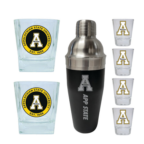 Appalachian State Officially Licensed Collegiate Barware Set – 7-Piece Cocktail & Whiskey Glass Gift Pack 