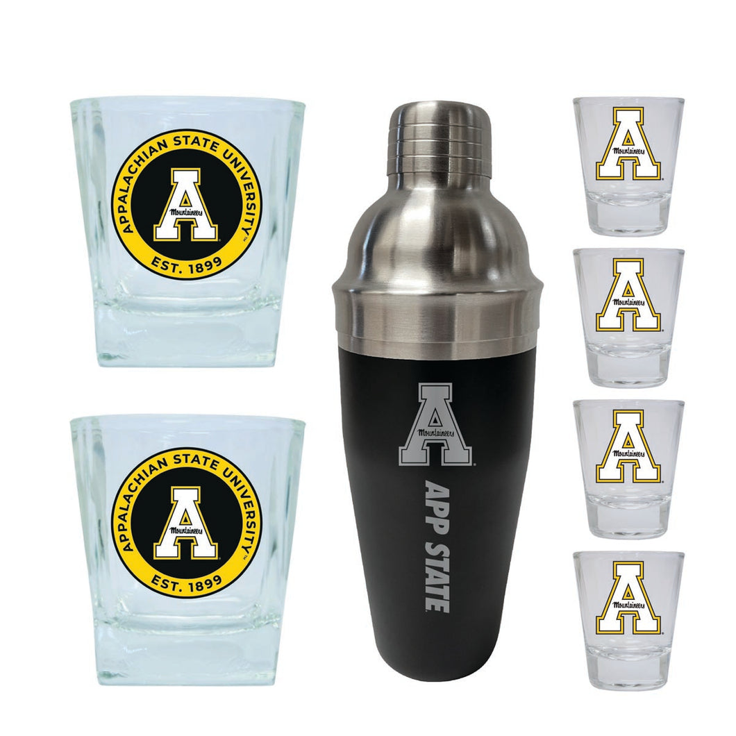 Appalachian State Officially Licensed Collegiate Barware Set – 7-Piece Cocktail & Whiskey Glass Gift Pack 