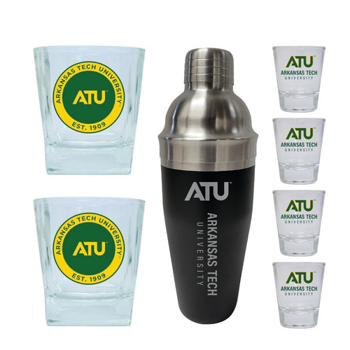 Arkansas Tech University Officially Licensed Collegiate Barware Set – 7-Piece Cocktail & Whiskey Glass Gift Pack 