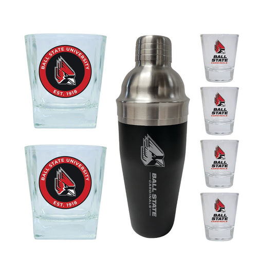 Ball State University Officially Licensed Collegiate Barware Set – 7-Piece Cocktail & Whiskey Glass Gift Pack 