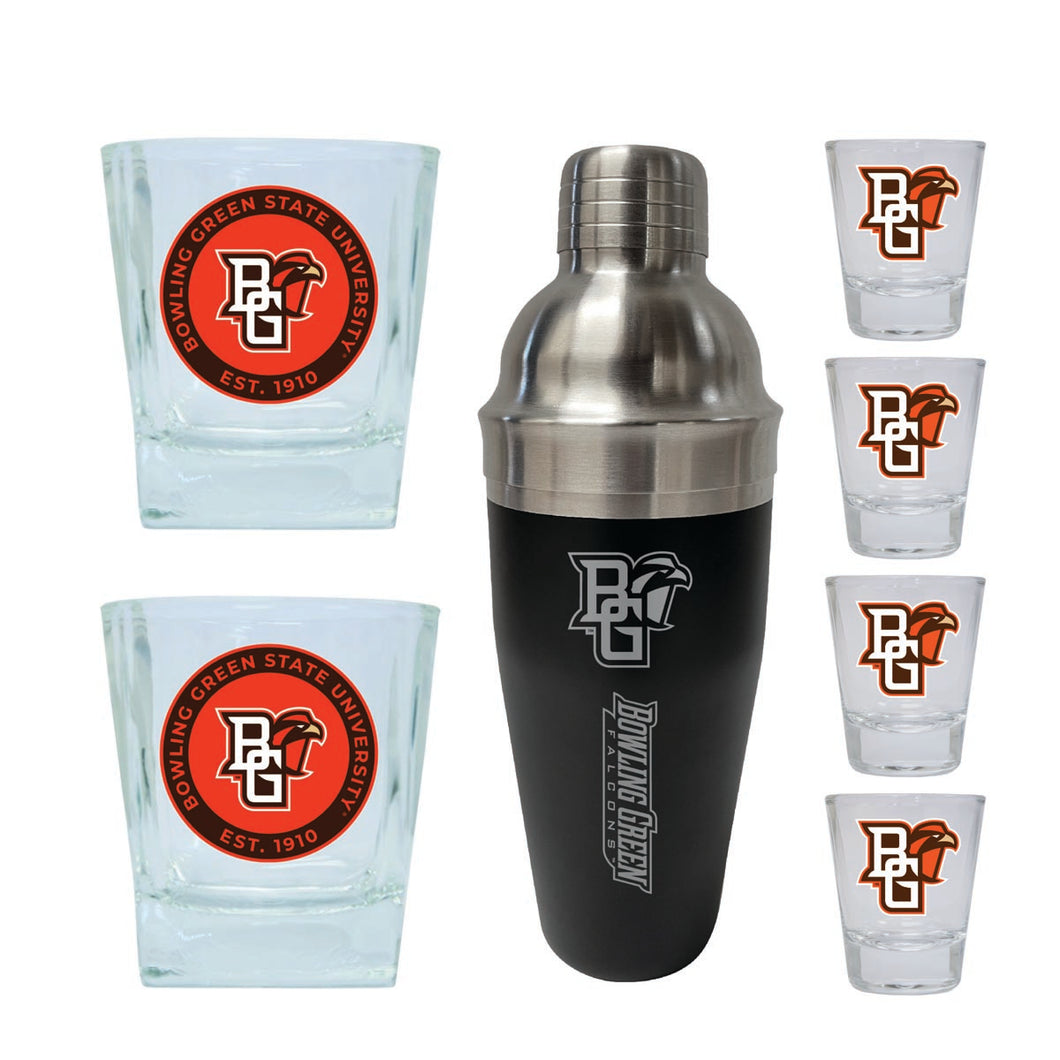 Bowling Green Falcons Officially Licensed Collegiate Barware Set – 7-Piece Cocktail & Whiskey Glass Gift Pack 