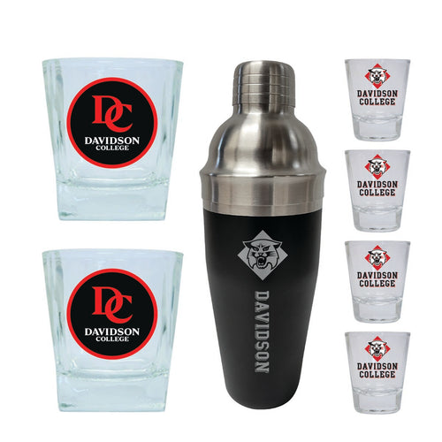 Davidson College Officially Licensed Collegiate Barware Set – 7-Piece Cocktail & Whiskey Glass Gift Pack 