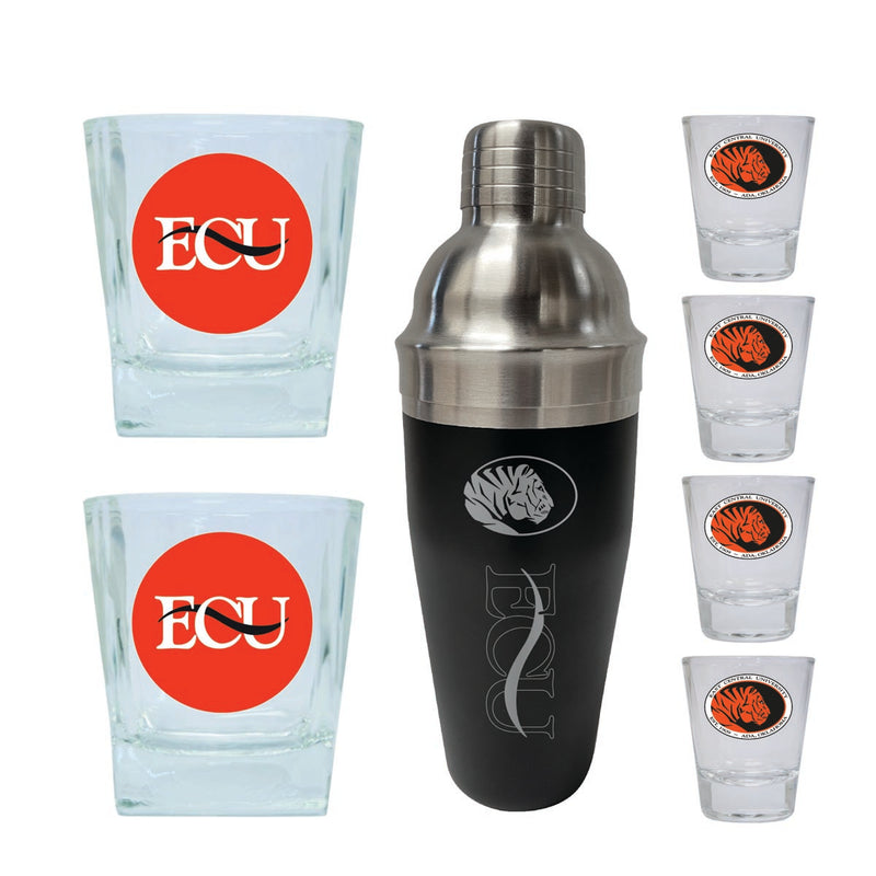 East Central University Tigers Officially Licensed Collegiate Barware Set – 7-Piece Cocktail & Whiskey Glass Gift Pack 
