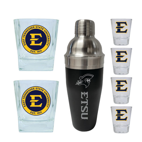 East Tennessee State University Officially Licensed Collegiate Barware Set – 7-Piece Cocktail & Whiskey Glass Gift Pack 