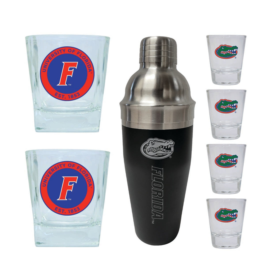Florida Gators Officially Licensed Collegiate Barware Set – 7-Piece Cocktail & Whiskey Glass Gift Pack 