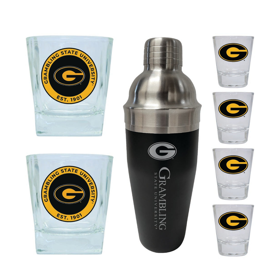 Grambling State Tigers Officially Licensed Collegiate Barware Set – 7-Piece Cocktail & Whiskey Glass Gift Pack 