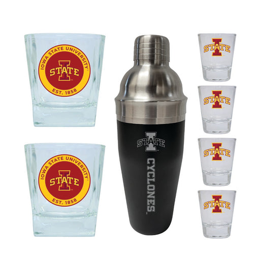 Iowa State Cyclones Officially Licensed Collegiate Barware Set – 7-Piece Cocktail & Whiskey Glass Gift Pack 
