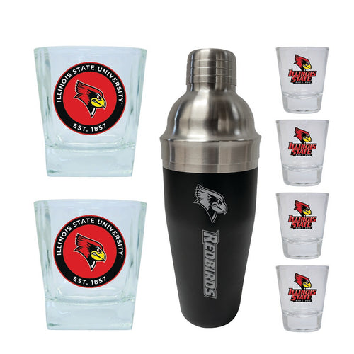 Illinois State Redbirds Officially Licensed Collegiate Barware Set – 7-Piece Cocktail & Whiskey Glass Gift Pack 