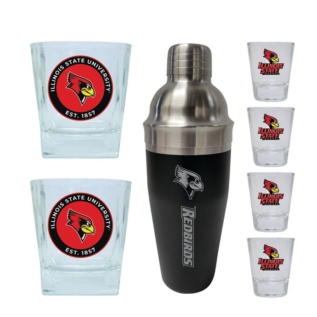 Illinois State Redbirds Officially Licensed Collegiate Barware Set – 7-Piece Cocktail & Whiskey Glass Gift Pack 