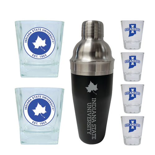 Indiana State University Officially Licensed Collegiate Barware Set – 7-Piece Cocktail & Whiskey Glass Gift Pack 