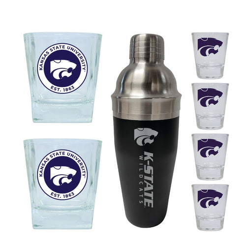 Kansas State Wildcats Officially Licensed Collegiate Barware Set – 7-Piece Cocktail & Whiskey Glass Gift Pack 