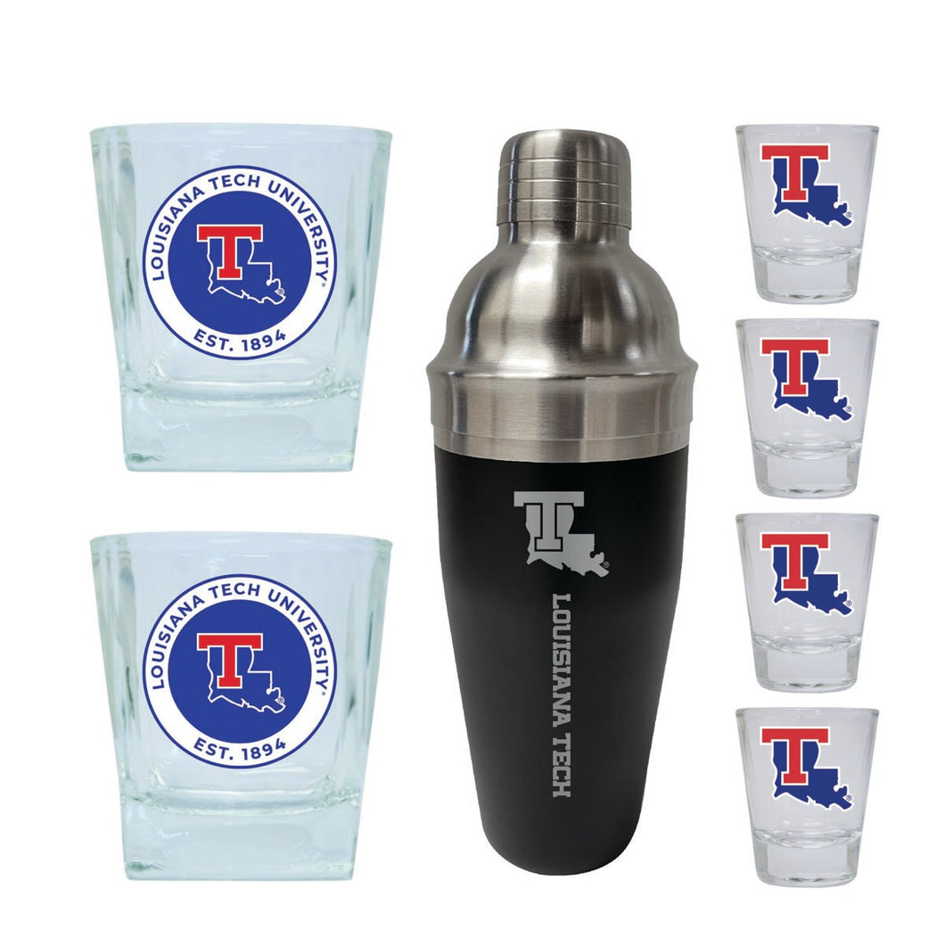 Louisiana Tech Bulldogs Officially Licensed Collegiate Barware Set – 7-Piece Cocktail & Whiskey Glass Gift Pack 