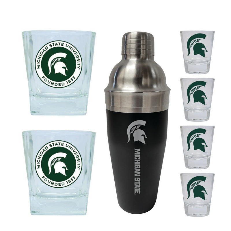 Michigan State Spartans Officially Licensed Collegiate Barware Set – 7-Piece Cocktail & Whiskey Glass Gift Pack 