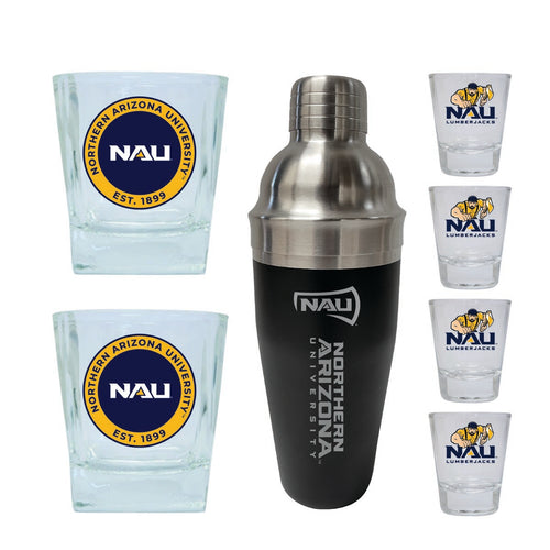 Northern Arizona University Officially Licensed Collegiate Barware Set – 7-Piece Cocktail & Whiskey Glass Gift Pack 