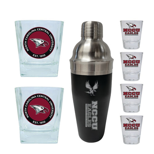 North Carolina Central Eagles Officially Licensed Collegiate Barware Set – 7-Piece Cocktail & Whiskey Glass Gift Pack 
