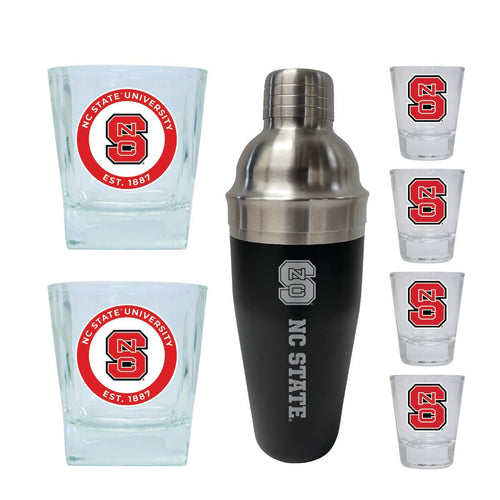 NC State Wolfpack Officially Licensed Collegiate Barware Set – 7-Piece Cocktail & Whiskey Glass Gift Pack 