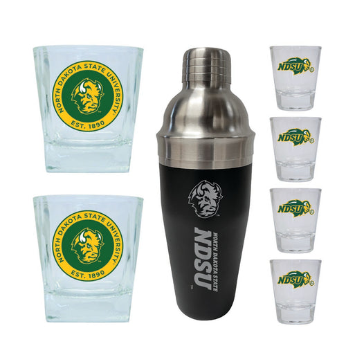 North Dakota State Bison Officially Licensed Collegiate Barware Set – 7-Piece Cocktail & Whiskey Glass Gift Pack 