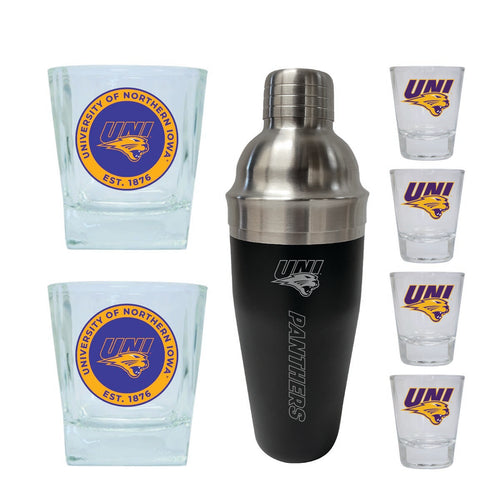 Northern Iowa Panthers Officially Licensed Collegiate Barware Set – 7-Piece Cocktail & Whiskey Glass Gift Pack 