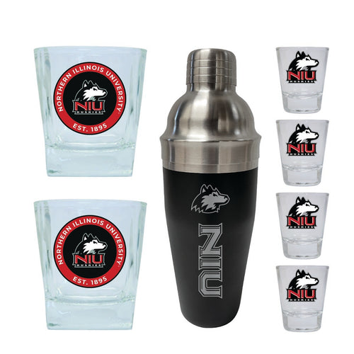 Northern Illinois Huskies Officially Licensed Collegiate Barware Set – 7-Piece Cocktail & Whiskey Glass Gift Pack 