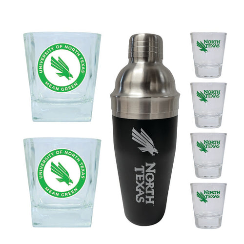 North Texas Officially Licensed Collegiate Barware Set – 7-Piece Cocktail & Whiskey Glass Gift Pack 