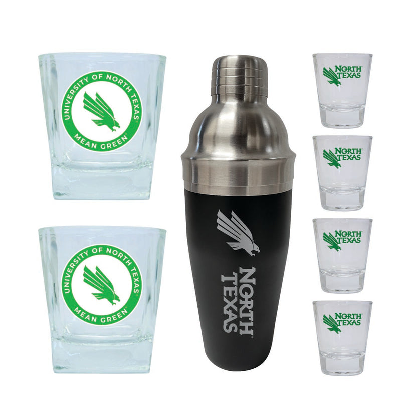 North Texas Officially Licensed Collegiate Barware Set – 7-Piece Cocktail & Whiskey Glass Gift Pack 