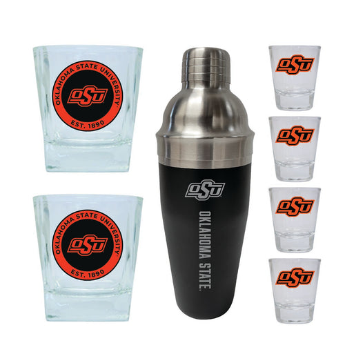 Oklahoma State Cowboys Officially Licensed Collegiate Barware Set – 7-Piece Cocktail & Whiskey Glass Gift Pack 
