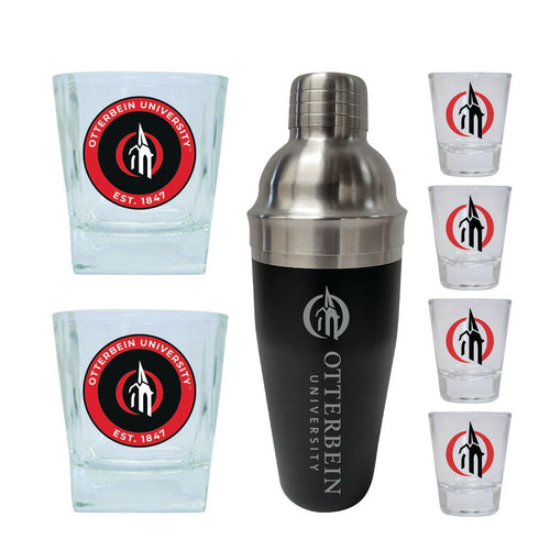 Otterbein University Officially Licensed Collegiate Barware Set – 7-Piece Cocktail & Whiskey Glass Gift Pack 