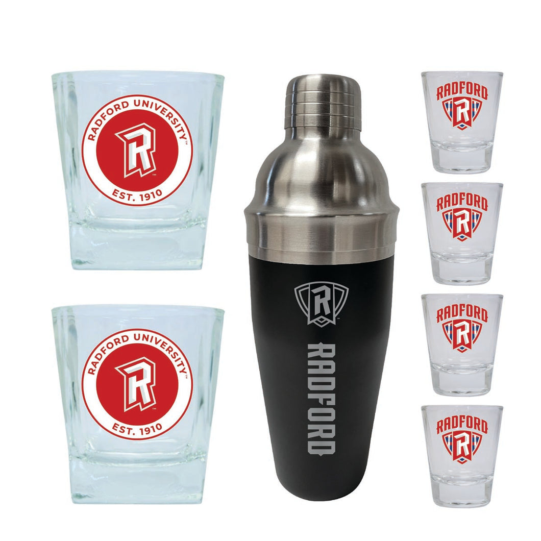 Radford University Highlanders Officially Licensed Collegiate Barware Set – 7-Piece Cocktail & Whiskey Glass Gift Pack 