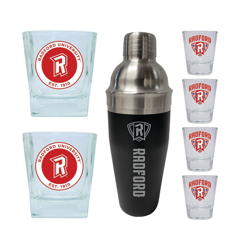 Radford University Highlanders Officially Licensed Collegiate Barware Set – 7-Piece Cocktail & Whiskey Glass Gift Pack 