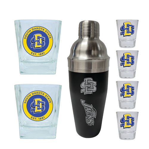 South Dakota State Jackrabbits Officially Licensed Collegiate Barware Set – 7-Piece Cocktail & Whiskey Glass Gift Pack 