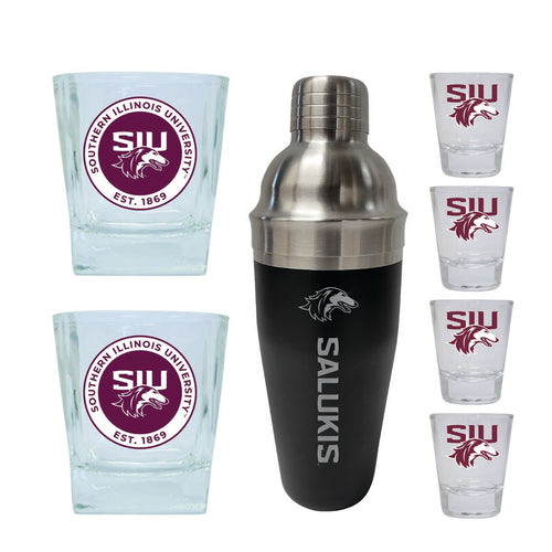 Southern Illinois Salukis Officially Licensed Collegiate Barware Set – 7-Piece Cocktail & Whiskey Glass Gift Pack 