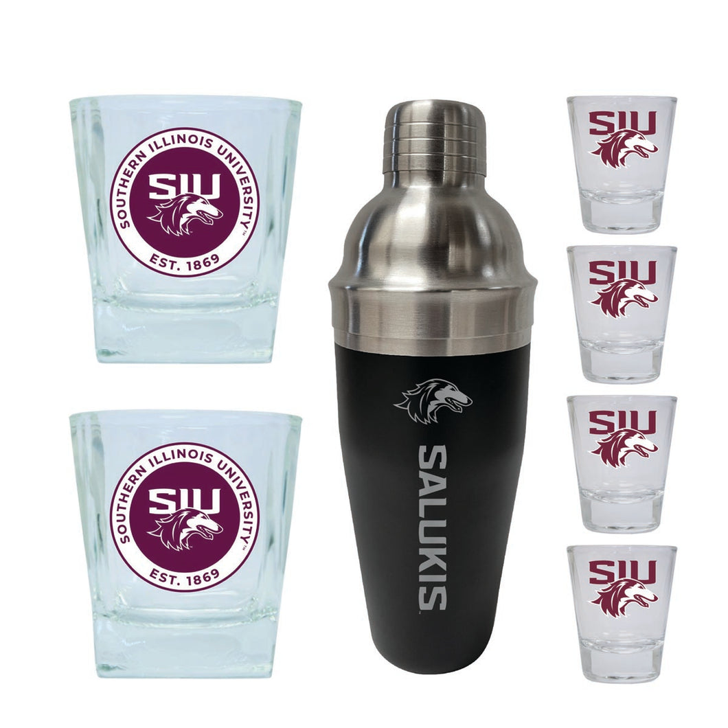 Southern Illinois Salukis Officially Licensed Collegiate Barware Set – 7-Piece Cocktail & Whiskey Glass Gift Pack 