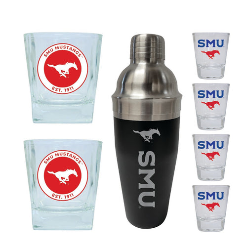 Southern Methodist University Officially Licensed Collegiate Barware Set – 7-Piece Cocktail & Whiskey Glass Gift Pack 