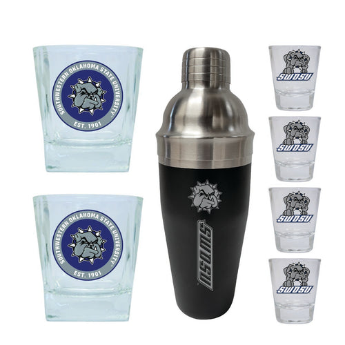 Southwestern Oklahoma State University Officially Licensed Collegiate Barware Set – 7-Piece Cocktail & Whiskey Glass Gift Pack 