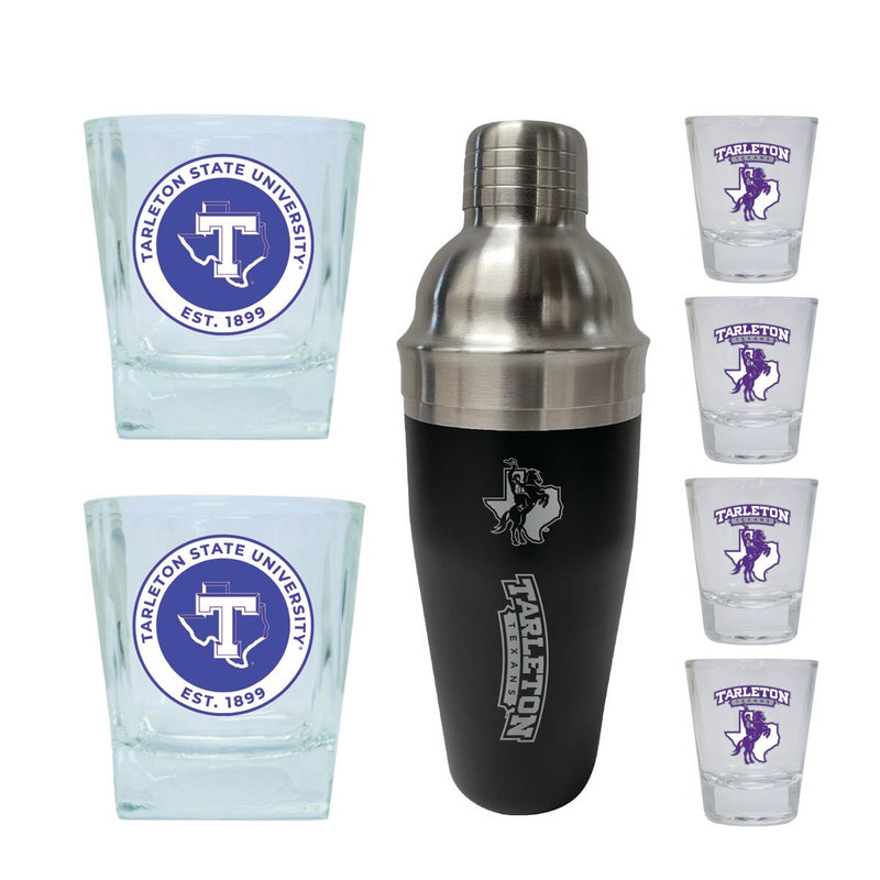 Tarleton State University Officially Licensed Collegiate Barware Set – 7-Piece Cocktail & Whiskey Glass Gift Pack 