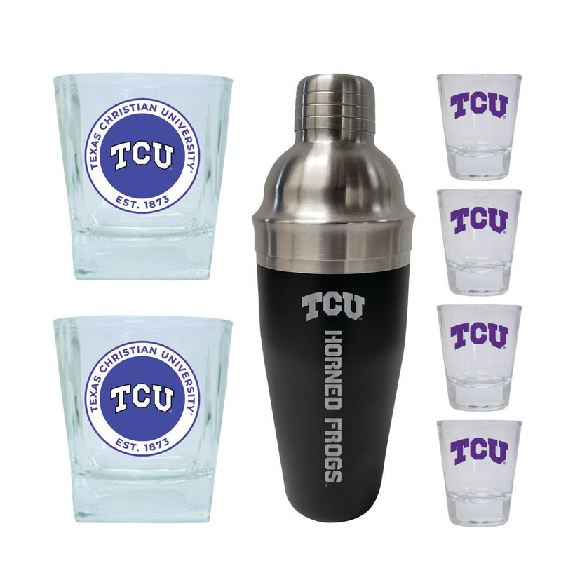 Texas Christian University Officially Licensed Collegiate Barware Set – 7-Piece Cocktail & Whiskey Glass Gift Pack 