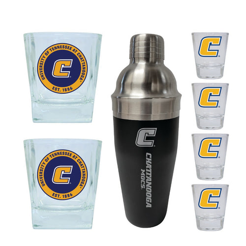 University of Tennessee at Chattanooga Officially Licensed Collegiate Barware Set – 7-Piece Cocktail & Whiskey Glass Gift Pack 
