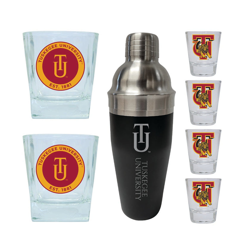 Tuskegee University Officially Licensed Collegiate Barware Set – 7-Piece Cocktail & Whiskey Glass Gift Pack 