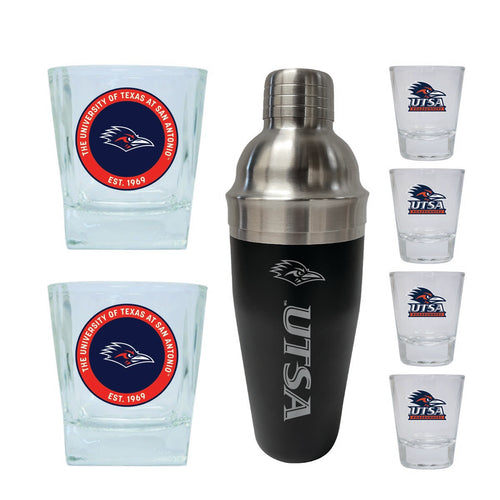 UTSA Road Runners Officially Licensed Collegiate Barware Set – 7-Piece Cocktail & Whiskey Glass Gift Pack 