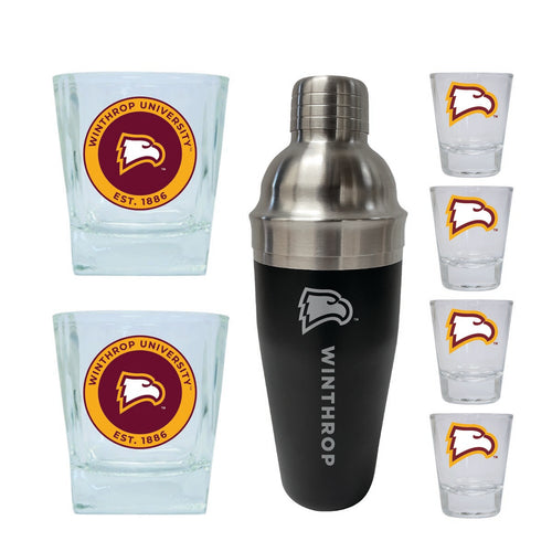 Winthrop University Officially Licensed Collegiate Barware Set – 7-Piece Cocktail & Whiskey Glass Gift Pack 
