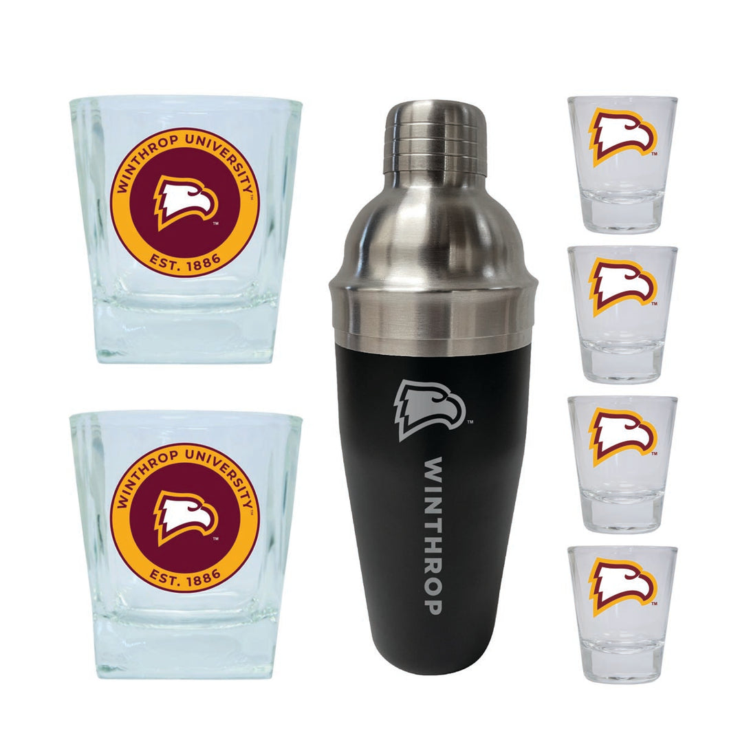 Winthrop University Officially Licensed Collegiate Barware Set – 7-Piece Cocktail & Whiskey Glass Gift Pack 