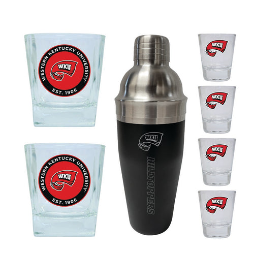 Western Kentucky Hilltoppers Officially Licensed Collegiate Barware Set – 7-Piece Cocktail & Whiskey Glass Gift Pack 