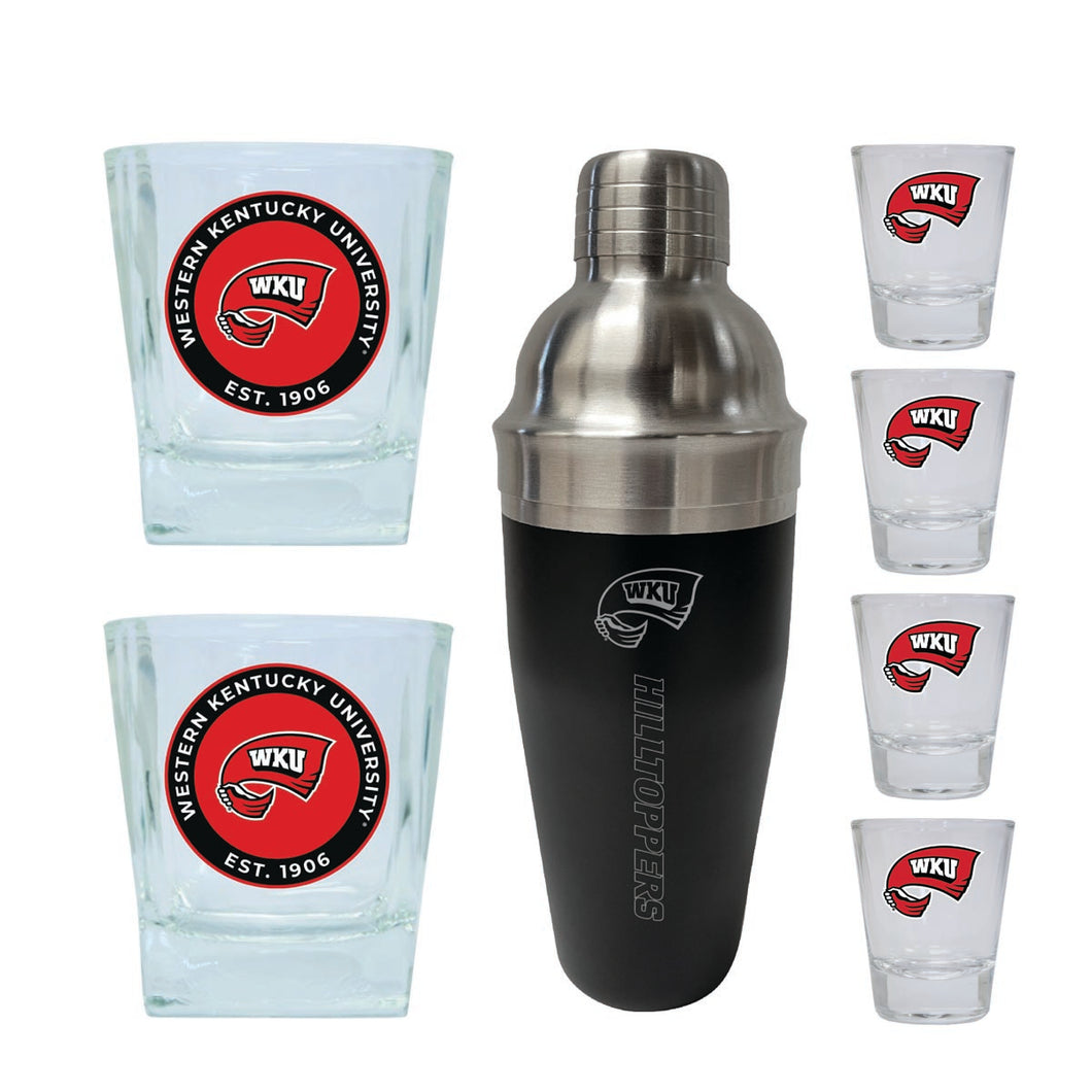 Western Kentucky Hilltoppers Officially Licensed Collegiate Barware Set – 7-Piece Cocktail & Whiskey Glass Gift Pack 