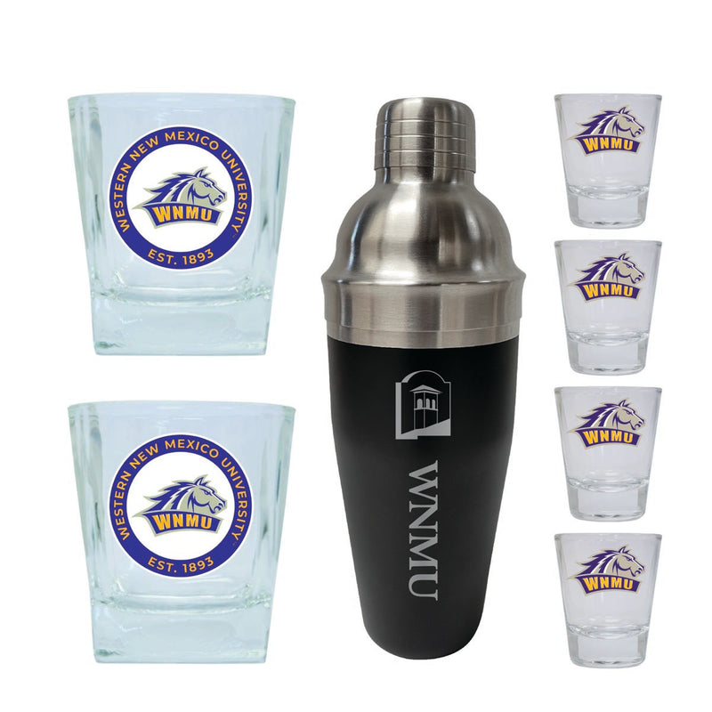 Western New Mexico University Officially Licensed Collegiate Barware Set – 7-Piece Cocktail & Whiskey Glass Gift Pack 