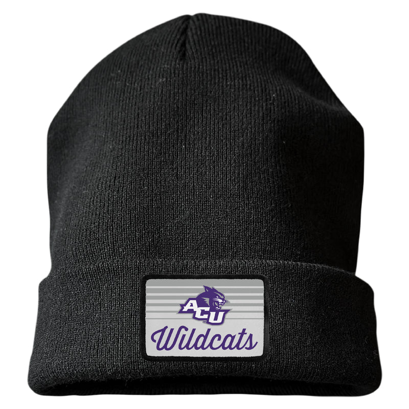Abilene Christian University Officially Licensed Unisex Beanie with Rectangle or Round Cloth Patch Black|Rectangle