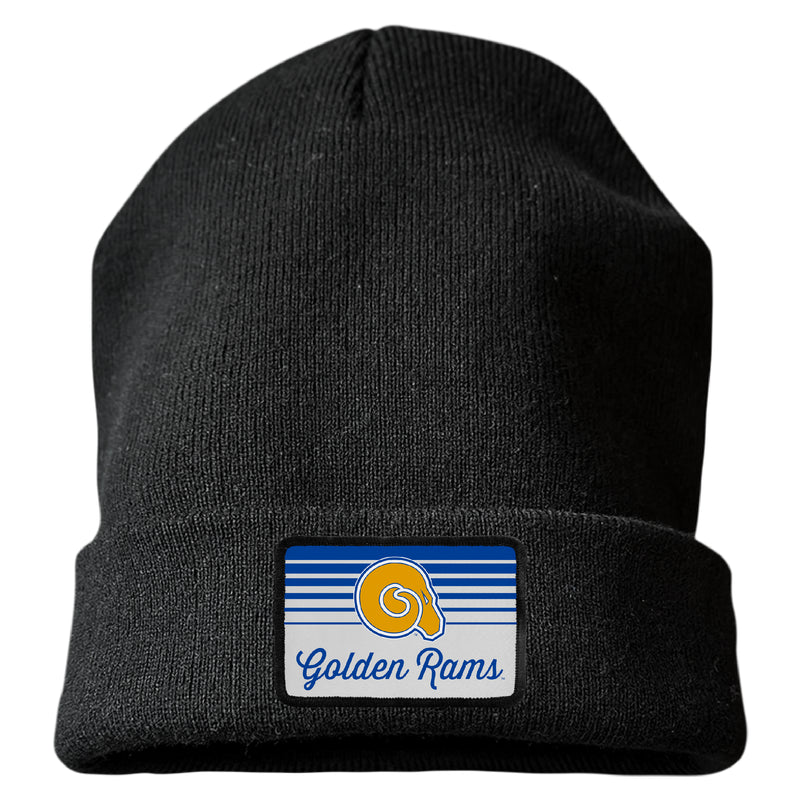 Albany State University Officially Licensed Unisex Beanie with Rectangle or Round Cloth Patch Black|Rectangle