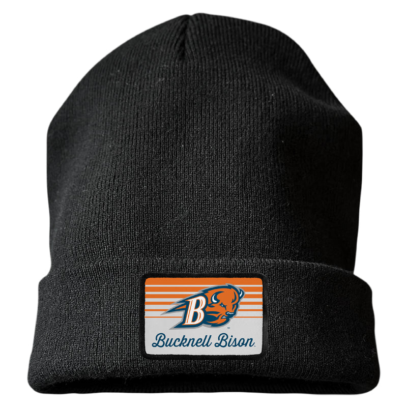 Bucknell University Bison Officially Licensed Unisex Beanie with Rectangle or Round Cloth Patch Black|Rectangle